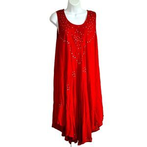 Midi Dress Women One Size Red Floral Embroidery Sequin Y2K Fairy Core Resort